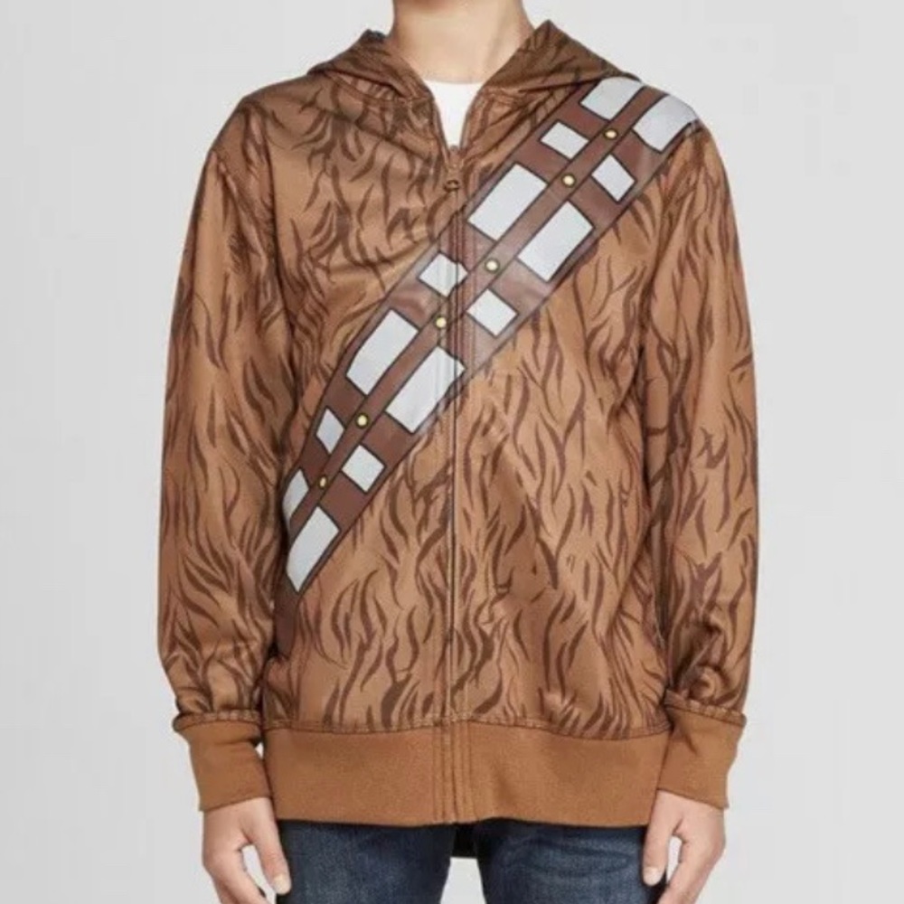 Star Wars Boys’ Brown Chewbacca Zippered Long Sleeve Hoodie NWT